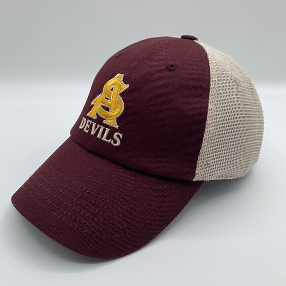 Arizona State Sun Devils NCAA Maroon Beige Captivating Snapback Trucker Hat - Picture 1 of 5